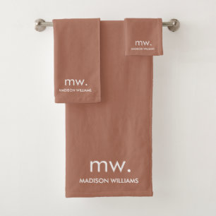 Monogram Pastel Elegant Stilvoll Moderne Minimalis Badhandtuch Set