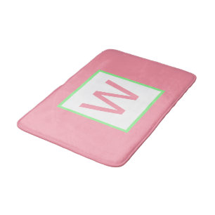 Monogram Pastel Pink Minze Green Badematte