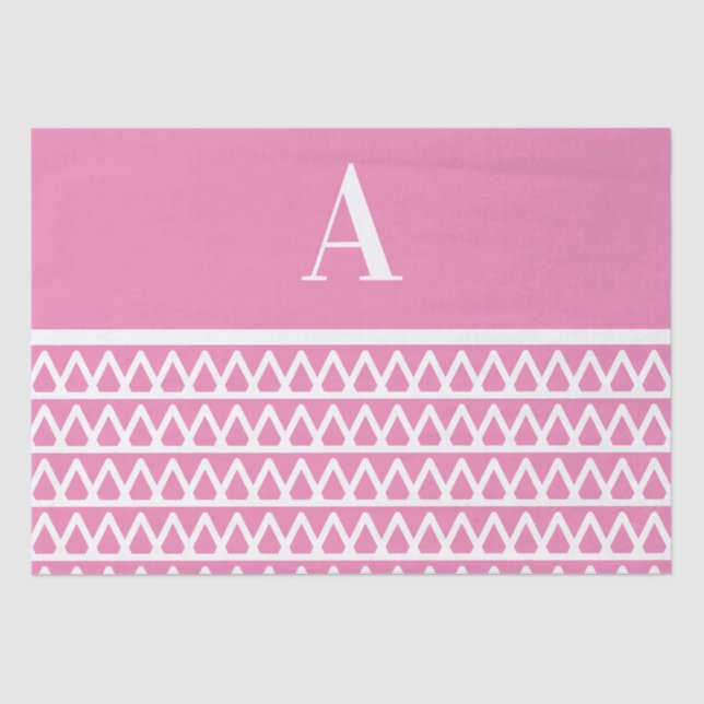 Monogram Pastel Pink Muster Weihnachten Seidenpapier (Vorderseite)