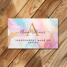 Monogram Pastel Rainbow und Gold Moderner Marmor
