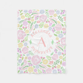 Monogram Pastel Rose Fleece Blanket für Baby Girl