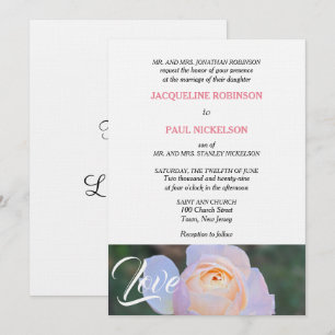 Monogram Pastell Rosa Rose Zusammen in Liebe Einladung