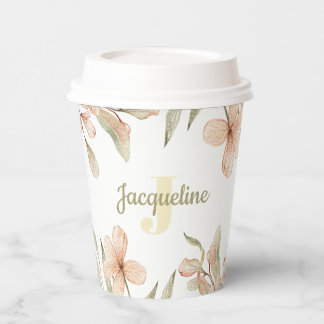 Monogram Pastellbaby Pink Sky Baby Blume Design Pappbecher