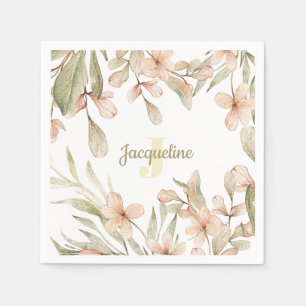 Monogram Pastellbaby Pink Sky Baby Blume Design Serviette
