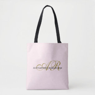 Monogram Pastellrot Rosa Gold Schwarz Eleganter Ch