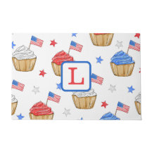 Monogram Patriotic Cupcake Flag Star Preppy