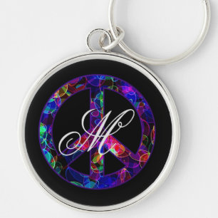 Monogram Peace Sign Premium Schlüsselkette Schlüsselanhänger
