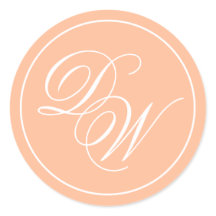 Monogram Peach 2 Initials Elegantes weißes Skript