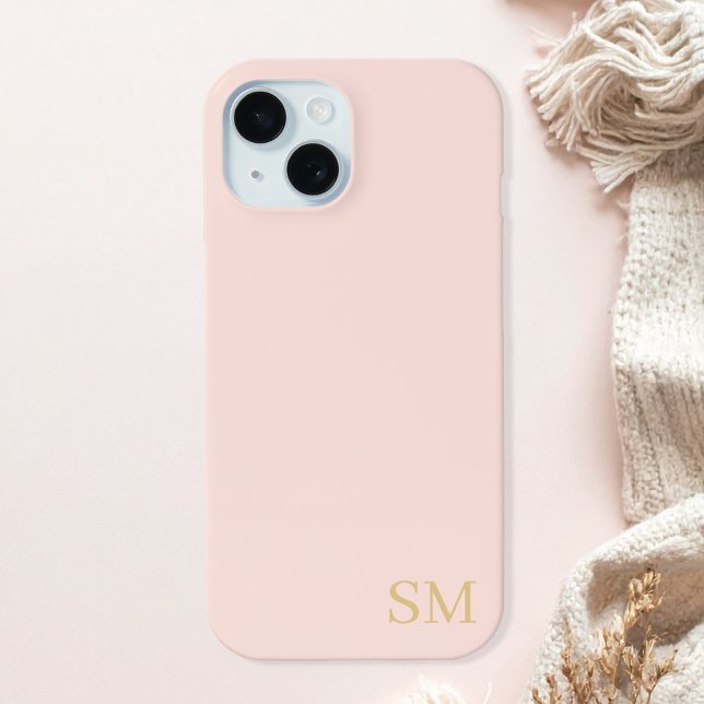 Monogram Peach Gold Minimalistische Initialen Case-Mate iPhone Hülle (Von Creator hochgeladen)