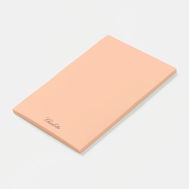 Monogram Peach Modern Script Minimalistisch Custom Post-it Klebezettel (angewinkelt)
