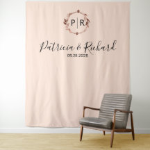 Monogram Peach Rose Gold Foil Wedding Background