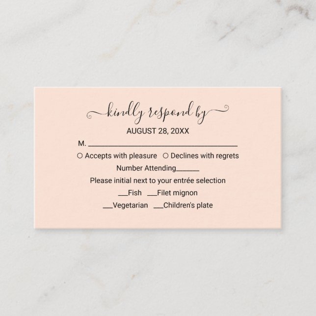 Monogram Peach Rose Wedding RSVP Enclosure Card Begleitkarte (Vorderseite)