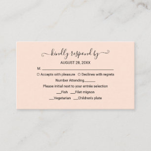 Monogram Peach Rose Wedding RSVP Enclosure Card Begleitkarte