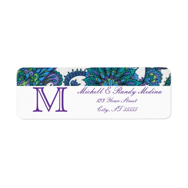 Monogram Peacock Address-Labels (Vorne)