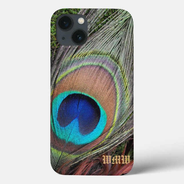 Monogram Peacock Feather Blackberry Bold Case (Rückseite)