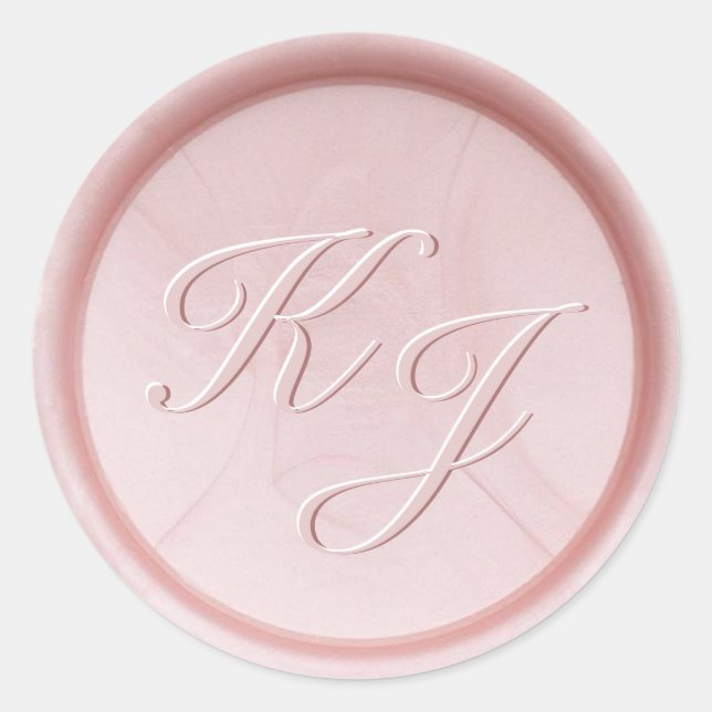 Monogram Pearl Pink Wax Siegel Sticker (Vorderseite)