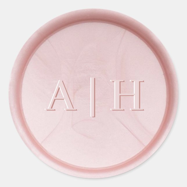 Monogram Pearl Pink Wax Siegel Sticker (Vorderseite)