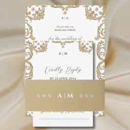 Monogram Pearl Viktorianisch Vintage Wedding Einladungsbanderole