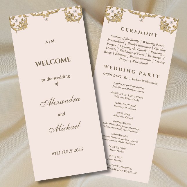Monogram Pearl Vintage Wedding Program Programm (Von Creator hochgeladen)