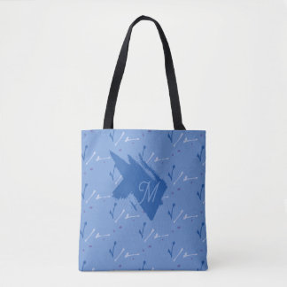 Monogram Periwinkle Blue Whimsical Graphic Doodle