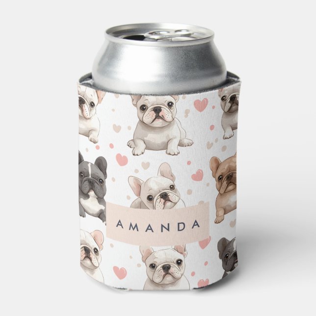 Monogram Personalisiert Adorable French Bulldog Dosenkühler (Kanne Vorderseite)