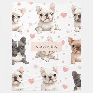 Monogram Personalisiert Adorable French Bulldog Fleecedecke