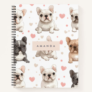 Monogram Personalisiert Adorable French Bulldog Notizbuch