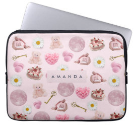 Monogram Personalisiert Coquette Pink Moon Feminin Laptopschutzhülle