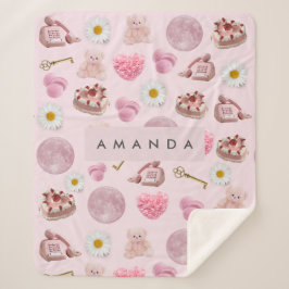Monogram Personalisiert Coquette Pink Moon Feminin Sherpadecke