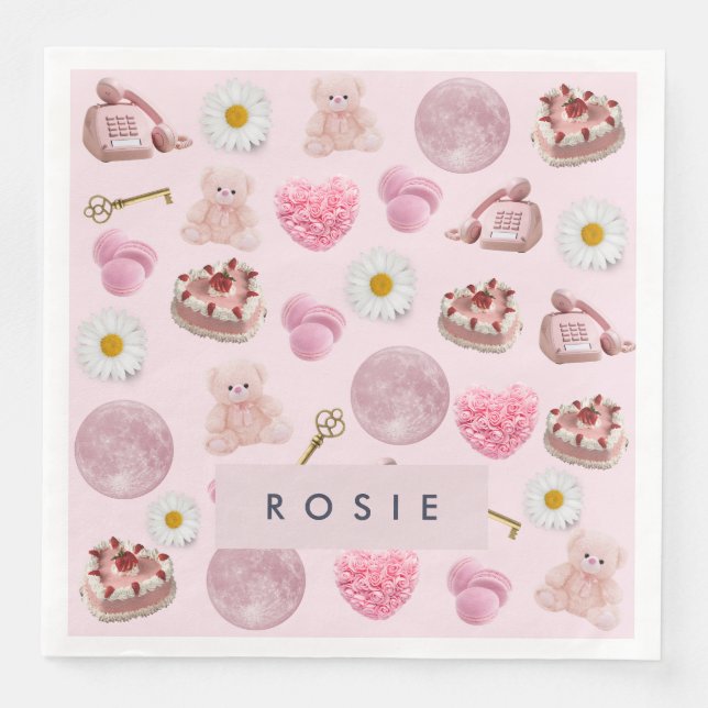 Monogram Personalisiert Coquette Vintag Seashell Serviette (Vorderseite)