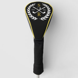 Monogram Personalisiert Elegant Golf Gold Kranz Headcover