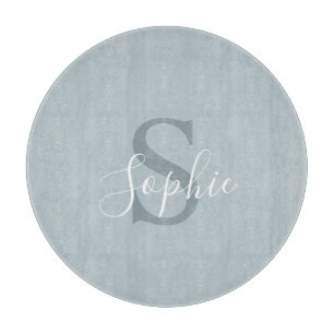 Monogram personalisiert Modern Blue Family Name Schneidebrett