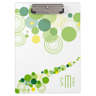 Monogram Personalisiert Modern Green Circle Patter Klemmbrett