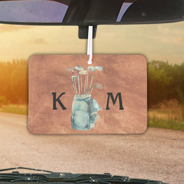 Monogram Personalisiert Moderner Golfer Autolufterfrischer (Von Creator hochgeladen)