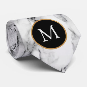 Monogram Personalisiert Neck Tie White Marble Ston Krawatte