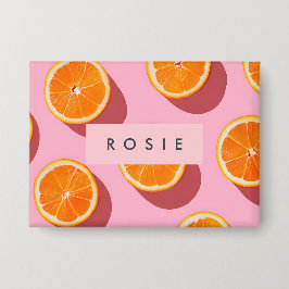 Monogram Personalisiert Orange Slice Muster Button