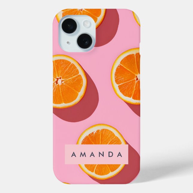 Monogram Personalisiert Orange Slice Muster Case-Mate iPhone Hülle (Rückseite)