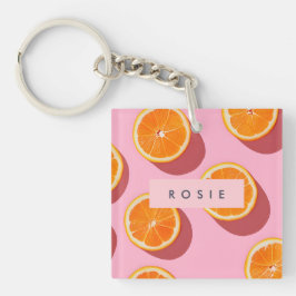 Monogram Personalisiert Orange Slice Muster Schlüsselanhänger