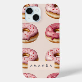 Monogram Personalisiert Pink Donut Pattern Case-Mate iPhone Hülle