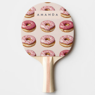 Monogram Personalisiert Pink Donut Pattern Tischtennis Schläger