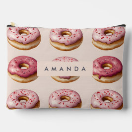 Monogram Personalisiert Pink Donut Pattern Zubehörtasche