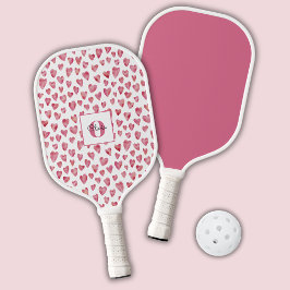 Monogram Personalisiert Pink Heart Pickleball Padd Schläger