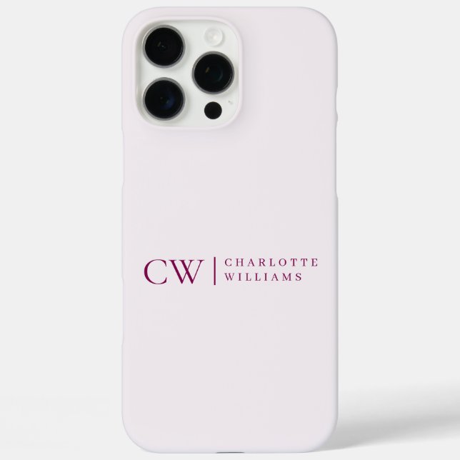 Monogram Personalisiert Pink Initial iPhone Case (Rückseite)