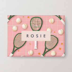 Monogram Personalisiert Retro Tennis Racket Muster Button