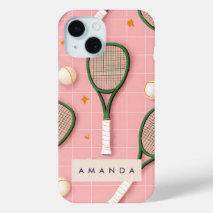 Monogram Personalisiert Retro Tennis Racket Muster Case-Mate iPhone Hülle