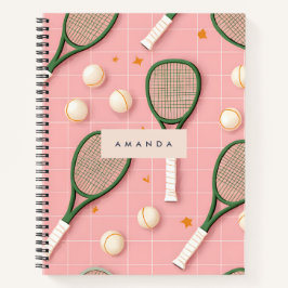 Monogram Personalisiert Retro Tennis Racket Muster Notizbuch