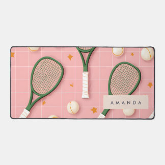 Monogram Personalisiert Retro Tennis Racket Muster Schreibtischunterlage