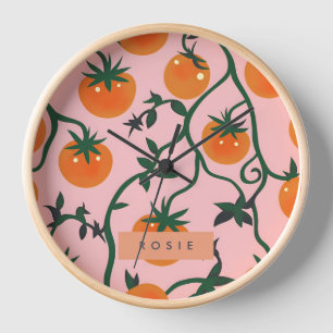 Monogram Personalisiert Retro Tomato Vine Muster Uhr