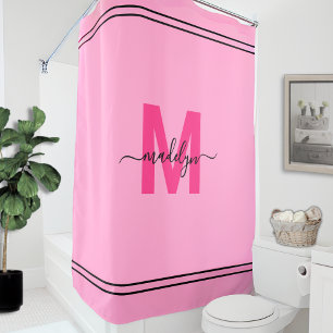 Monogram, Personalisiert rosa Duschvorhang