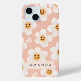 Monogram Personalisiert Smile Daisy Floral Muster Case-Mate iPhone Hülle